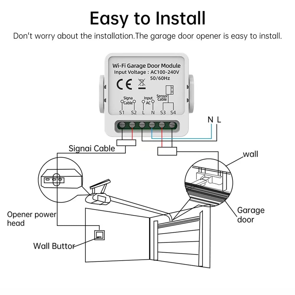 Smart WIFI Garage Door Opener DC5V Mobile Phone Remote Tuya Smart Life App Controller Support Alexa Google Assistant No need Hub