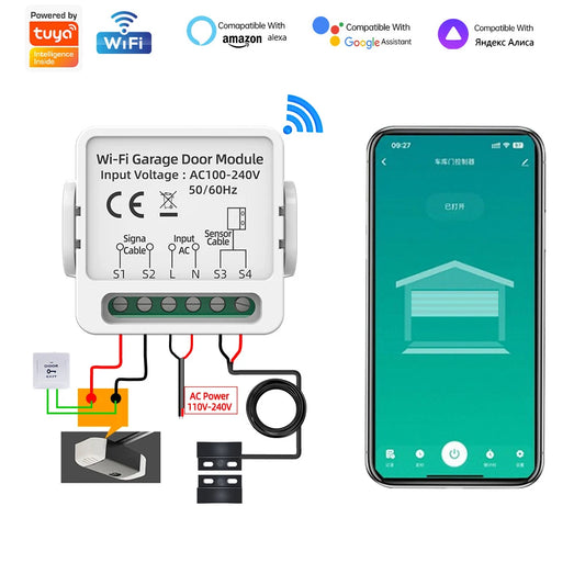 Smart WIFI Garage Door Opener DC5V Mobile Phone Remote Tuya Smart Life App Controller Support Alexa Google Assistant No need Hub