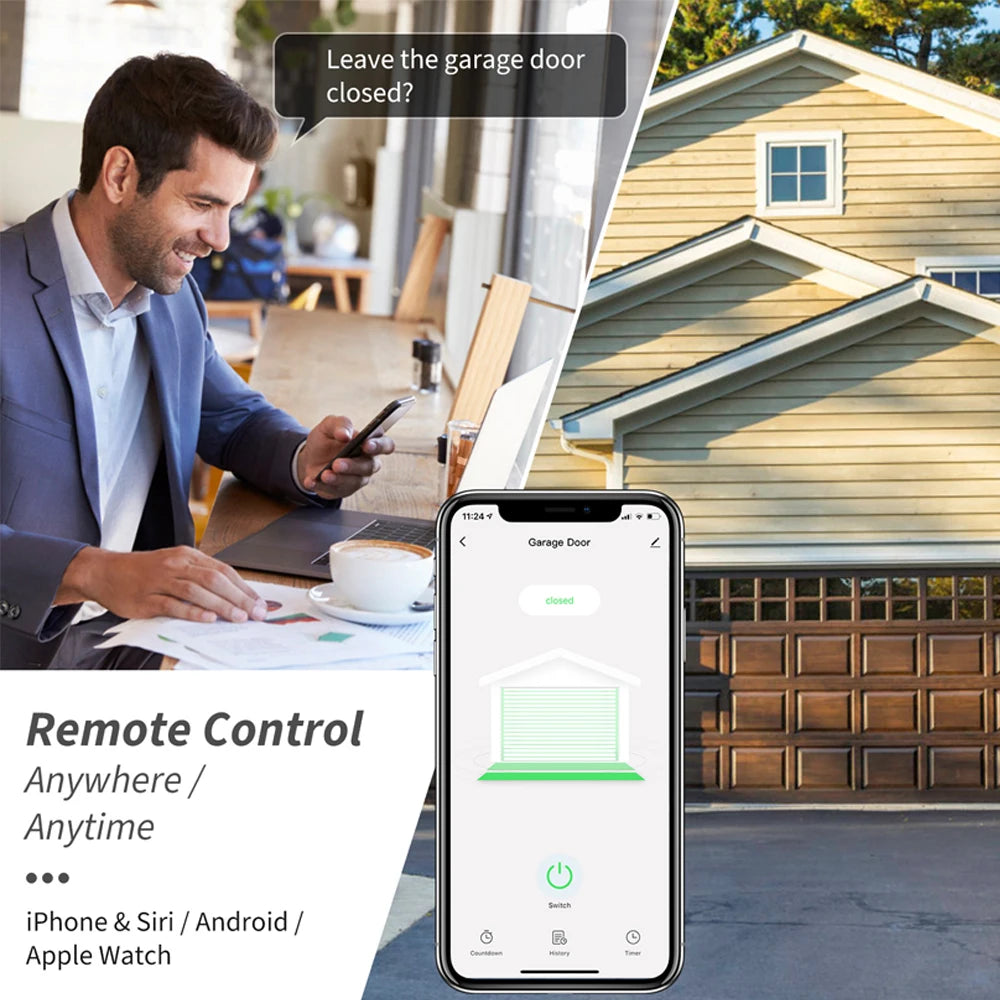 Smart WIFI Garage Door Opener DC5V Mobile Phone Remote Tuya Smart Life App Controller Support Alexa Google Assistant No need Hub